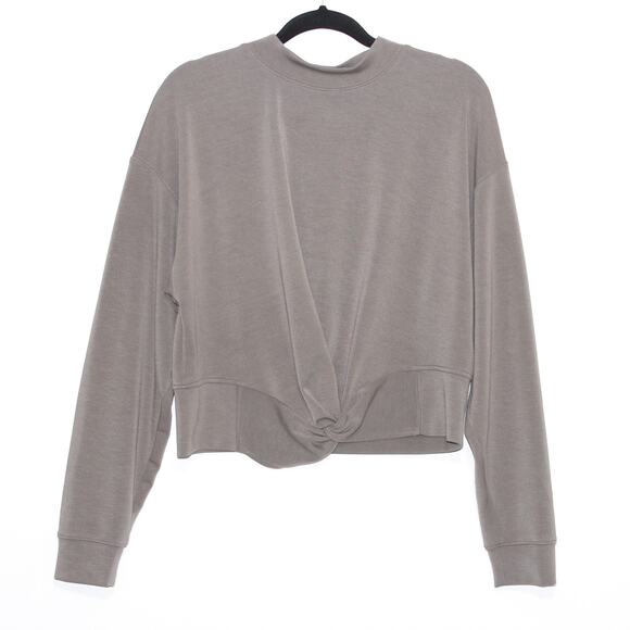 Club Monaco Twist Detail Taupe Blouse Top Size Large - Picture 2 of 5